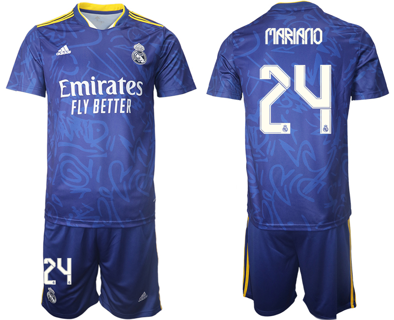 Men 2021-2022 Club Real Madrid away blue #24 Soccer Jersey